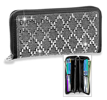 Rhinestone Pattern Bling Wallet - Black